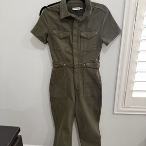 Good American Olive Green Short-Sleeve Utility Jumpsuit